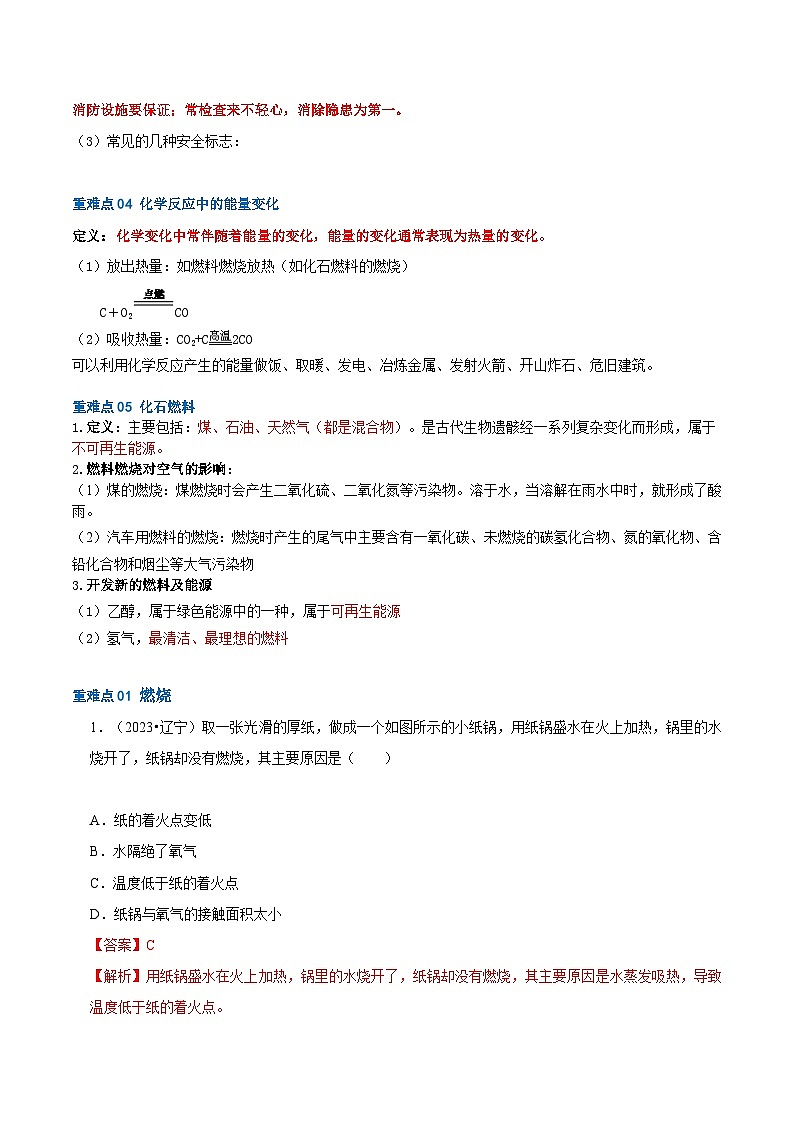 重难点05 燃烧 燃料 能源(解析版)第2页