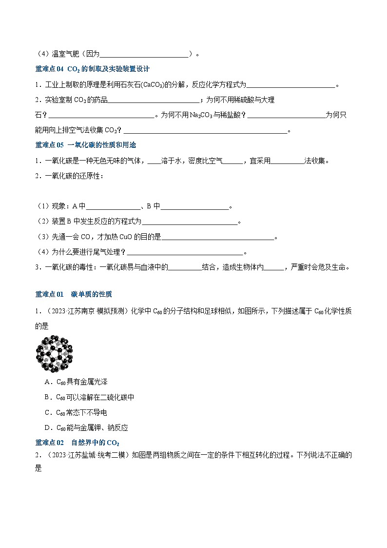 (江苏专用)2024年中考化学【热点·重点·难点】重难点02 碳和碳的氧化物专题训练.zip02