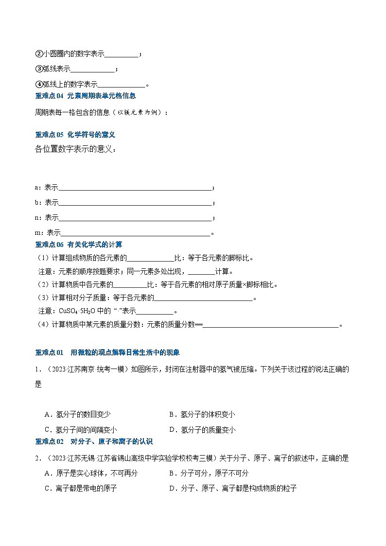 (江苏专用)2024年中考化学【热点·重点·难点】重难点03 物质构成的奥秘专题训练.zip02