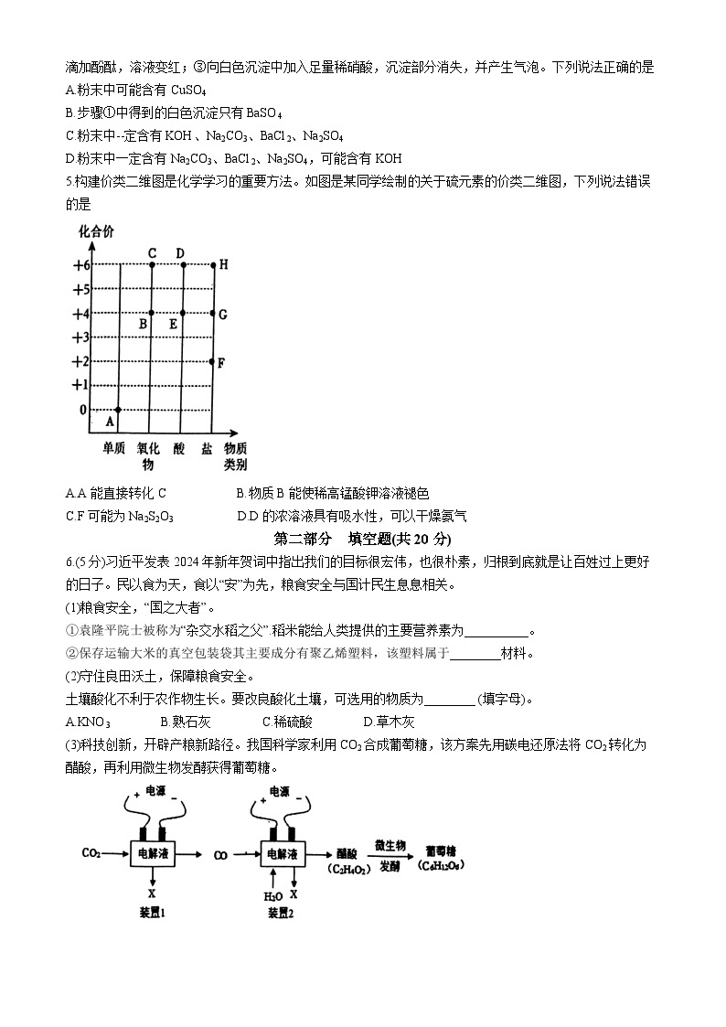 江苏省泰州市兴化市2023-2024学年九年级下学期3月月考化学+A卷02