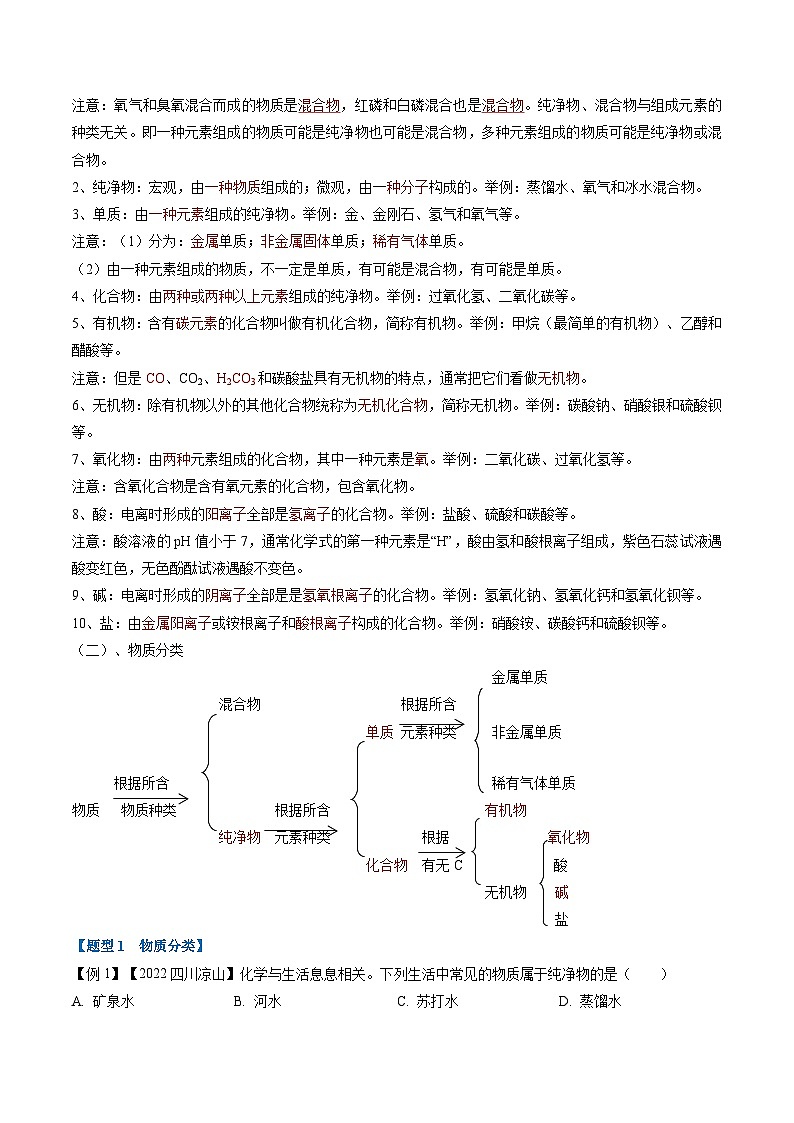专题12 元素与物质分类(题型精讲)-2022-2023学年中考化学一轮复习举一反三系列(原卷版)第2页