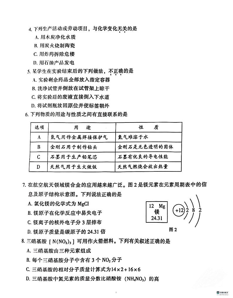 广东省广州越秀区2023-2024学年九年级上学期期末化学试题第2页