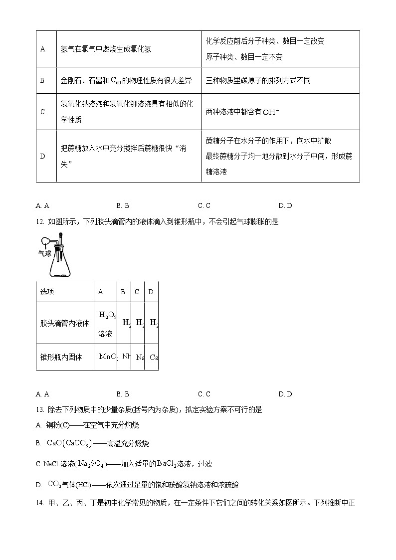江苏省南京市建邺区2024年中考一模化学试题03
