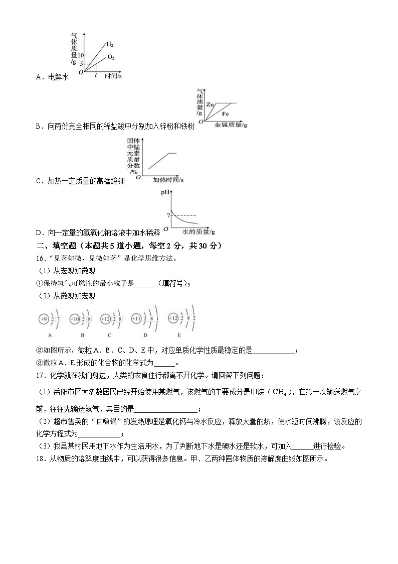 湖南省岳陽市岳陽縣九校聯(lián)考2023--2024學(xué)年九年級下學(xué)期第一次月考化學(xué)試卷第3頁