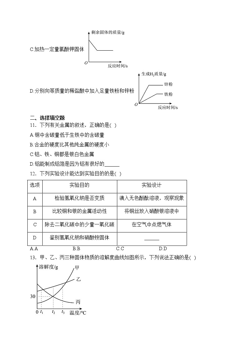 江西省宜春市丰城市第九中学2023-2024学年九年级下学期第一次月考化学试卷(含答案)第3页