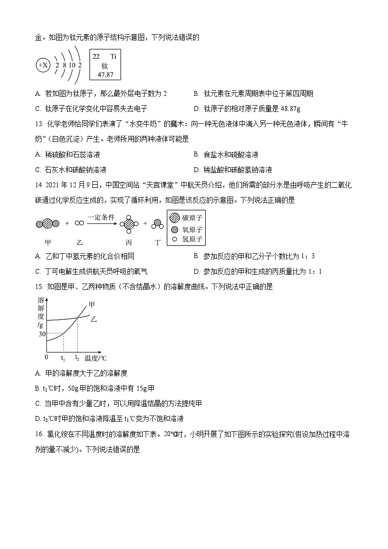2024年山東省青島市中考一模化學(xué)試題（原卷版）第3頁(yè)