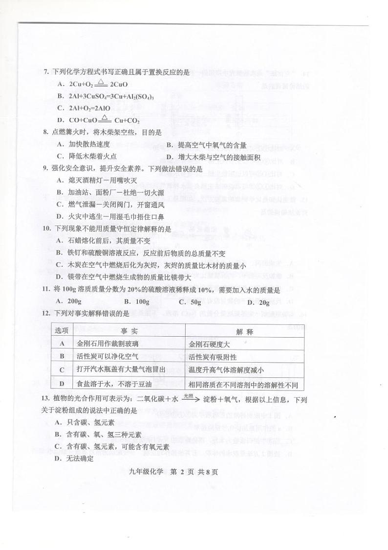 河北省唐山市古冶区2023-2024学年九年级上学期期末考试化学试题第2页
