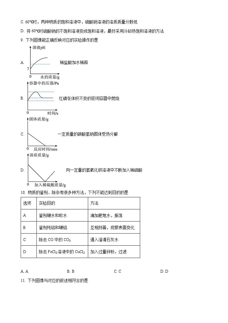 2024年甘肃省武威市第五中学教研联片中考一模化学试题(原卷版+解析版)03