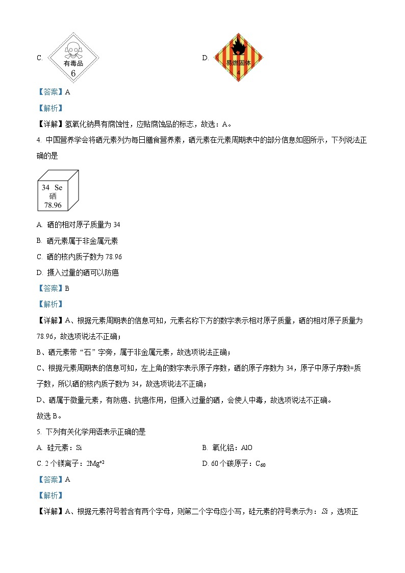 2024年江苏省无锡市锡山区锡东片区中考一模化学试卷（原卷版+解析版）02