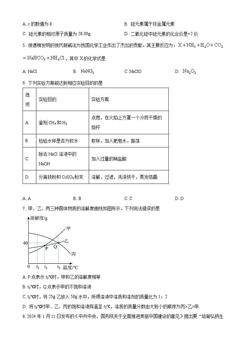2024年河北省石家庄市平山县中考一模化学试题(原卷版+解析版)02