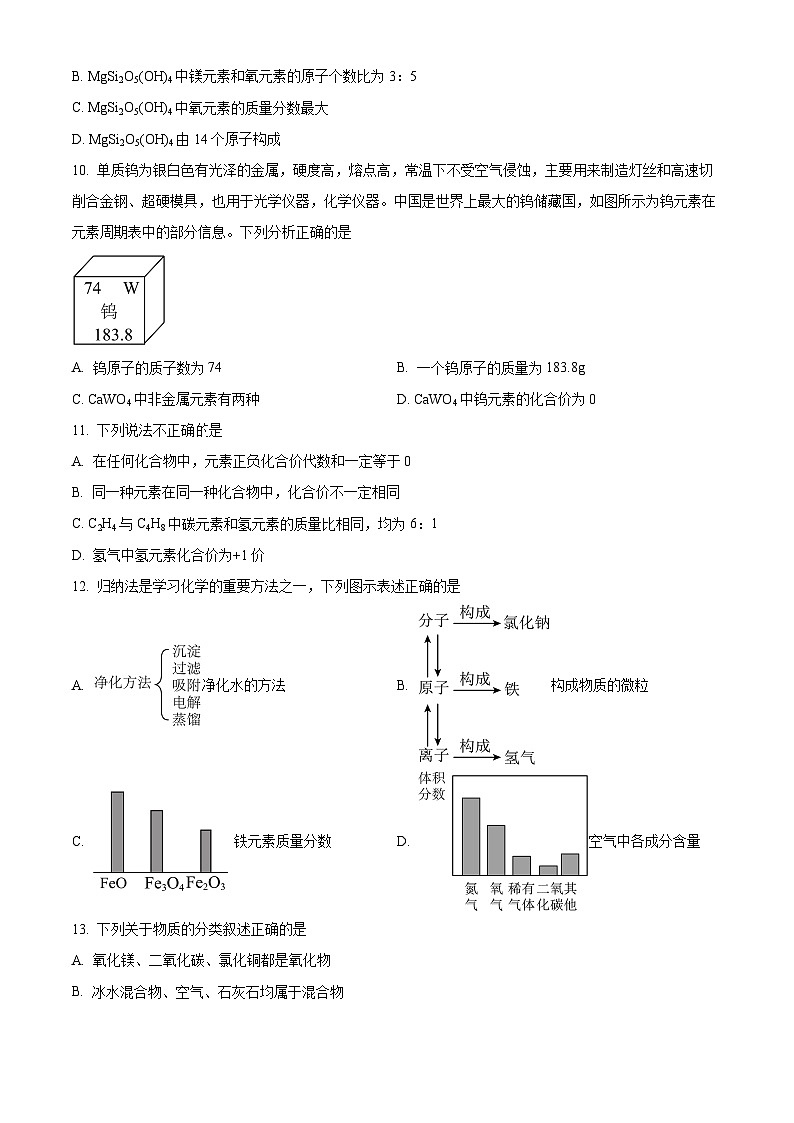 黑龙江省哈尔滨工业大学附属中学2023-2024学年八年级下学期3月月考化学试题(原卷版)第3页