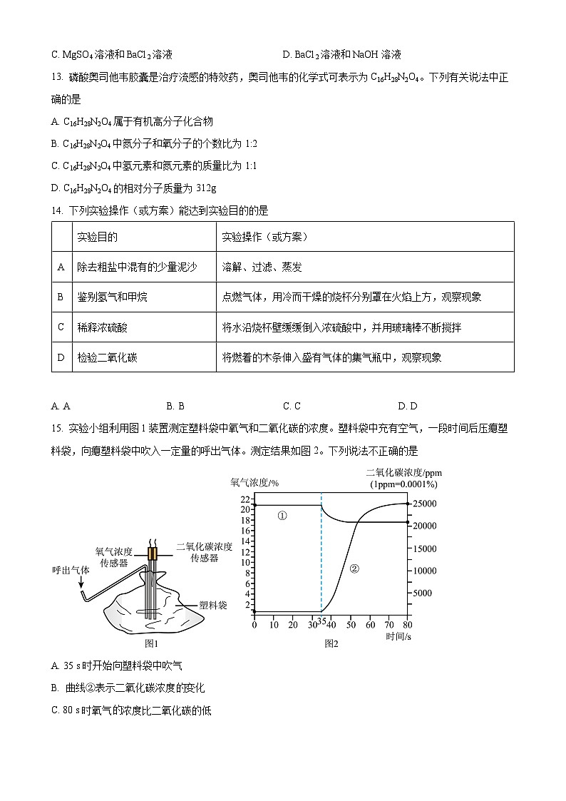 2024年江苏省南京市鼓楼区中考模拟化学试卷 (原卷版+解析版)03