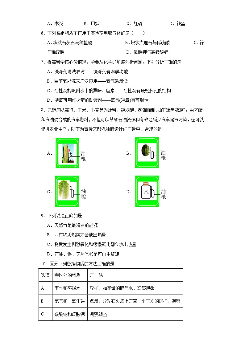 能源的综合利用同步练习 沪教版(全国)化学九年级下册第2页