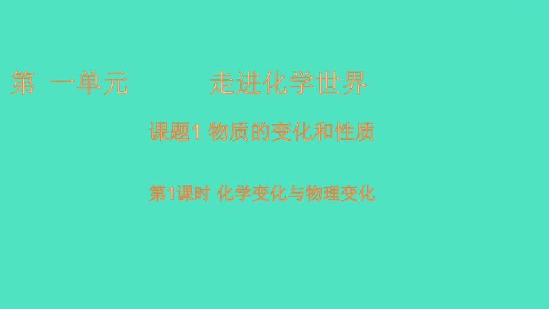 课题1 物质的变化和性质 第1课时 化学变化和物理变化课件 2023-2024 初中化学 人教版九年级上册01