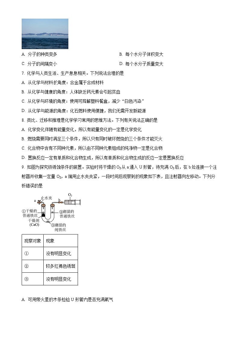 2024年吉林省长春市东北师大附中明珠学校中考一模化学试题(原卷版)第2页
