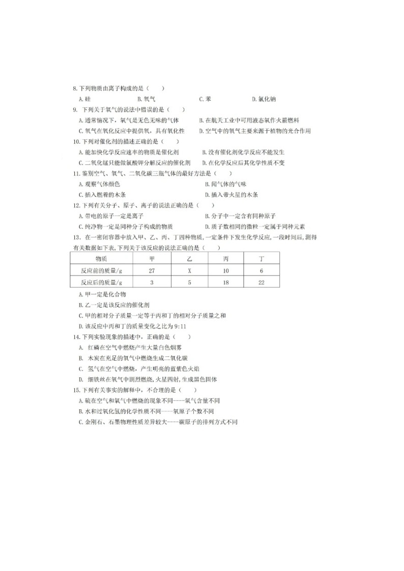 2024年湖南省怀化市中方县一模化学试题（扫描版含答案）02
