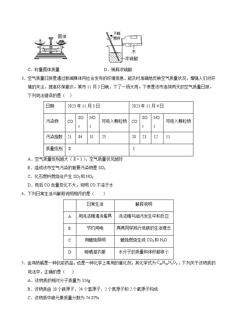 中考化学（武汉卷）-2024年中考第一次模拟考试02