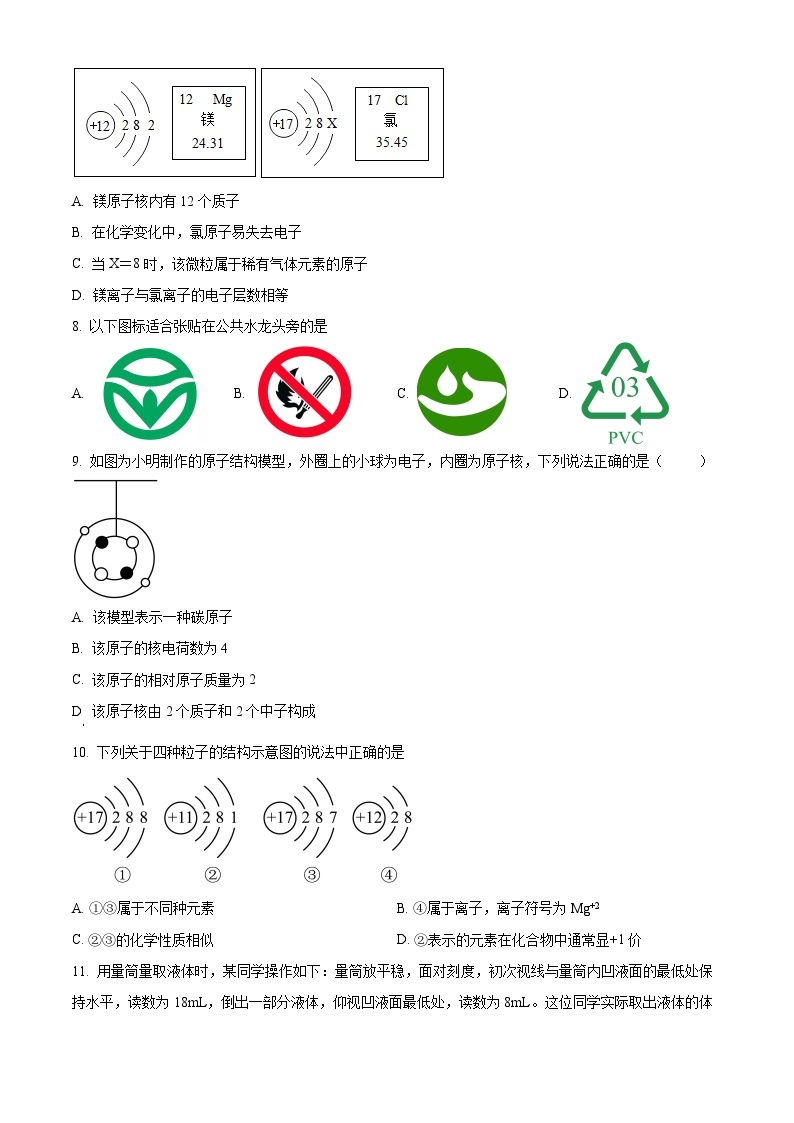 山东省潍坊市诸城市繁华中学2023-2024学年八年级下学期4月月考化学试题（原卷版+解析版）02