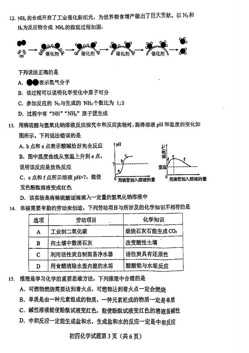 2024年山东省淄博市博山区中考一模化学试卷第3页