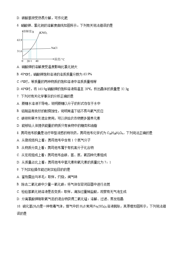 2024年江苏省徐州市中考一模化学试卷（解析版+原卷版）02