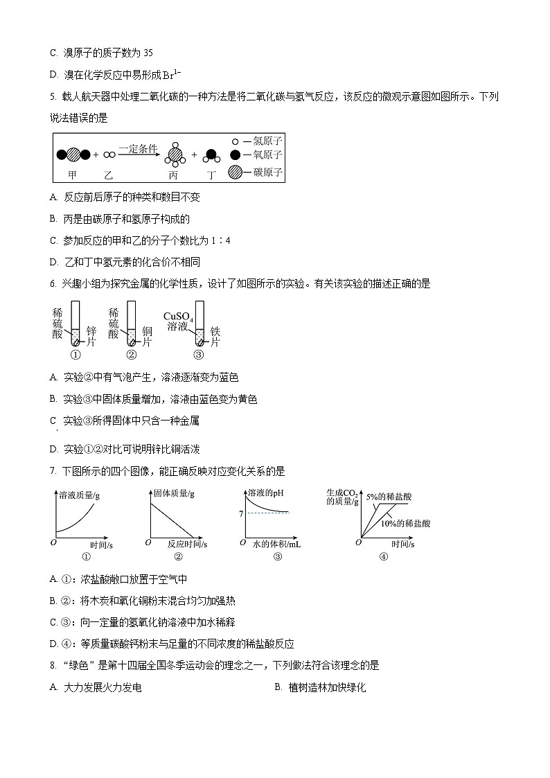 河北省廊坊市育人学校2023—2024学年九年级下学期一模理综试题-初中化学(原卷版+解析版)02