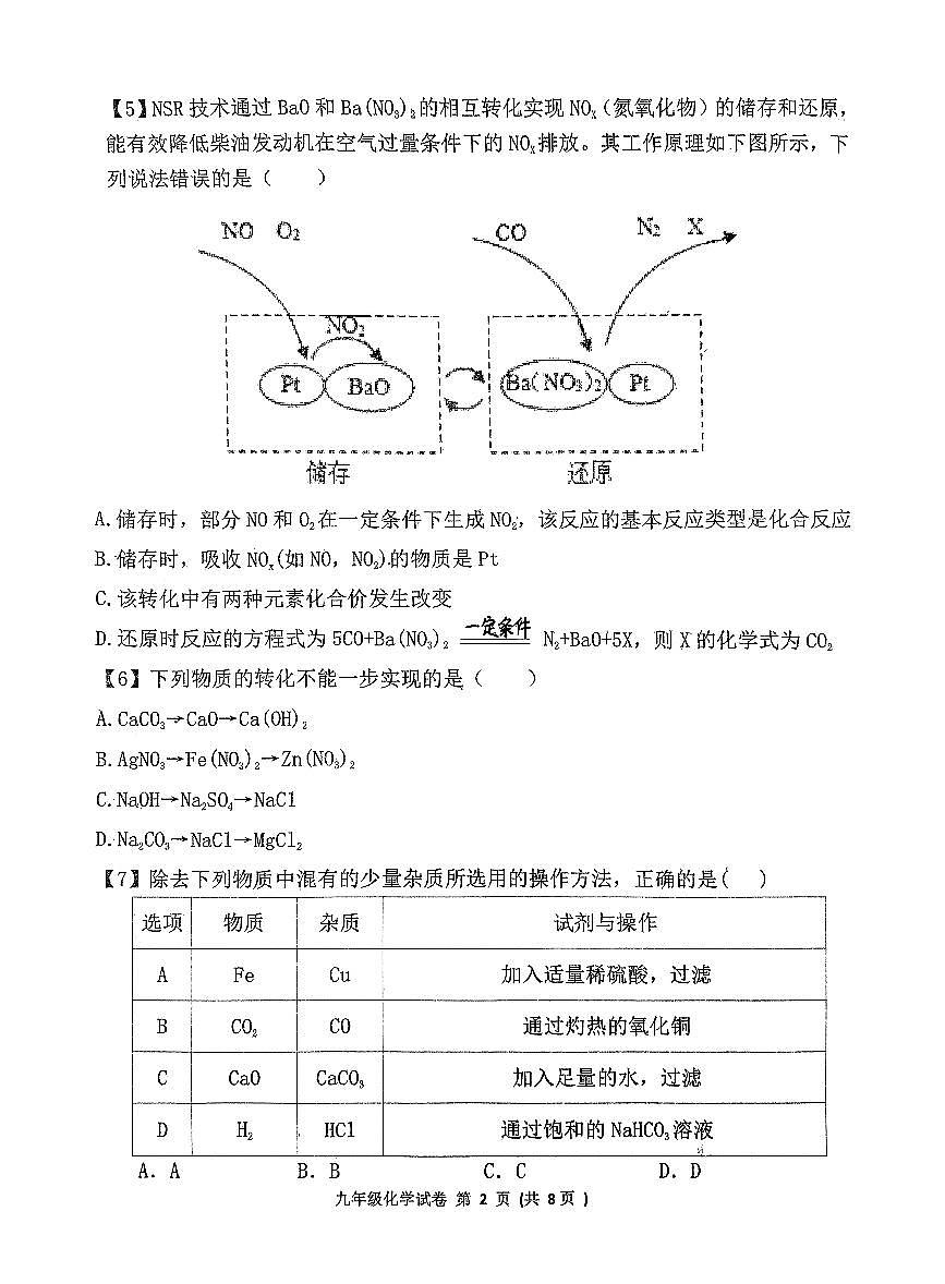 2024年山東省濟(jì)寧市北湖區(qū)中考二?；瘜W(xué)試卷第2頁(yè)