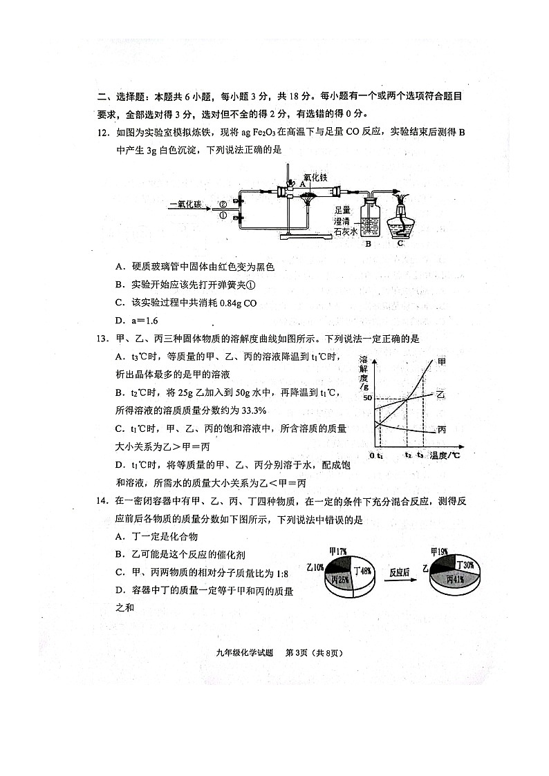 2024年山東省濰坊市高密市九年級(jí)一?；瘜W(xué)試題第3頁(yè)
