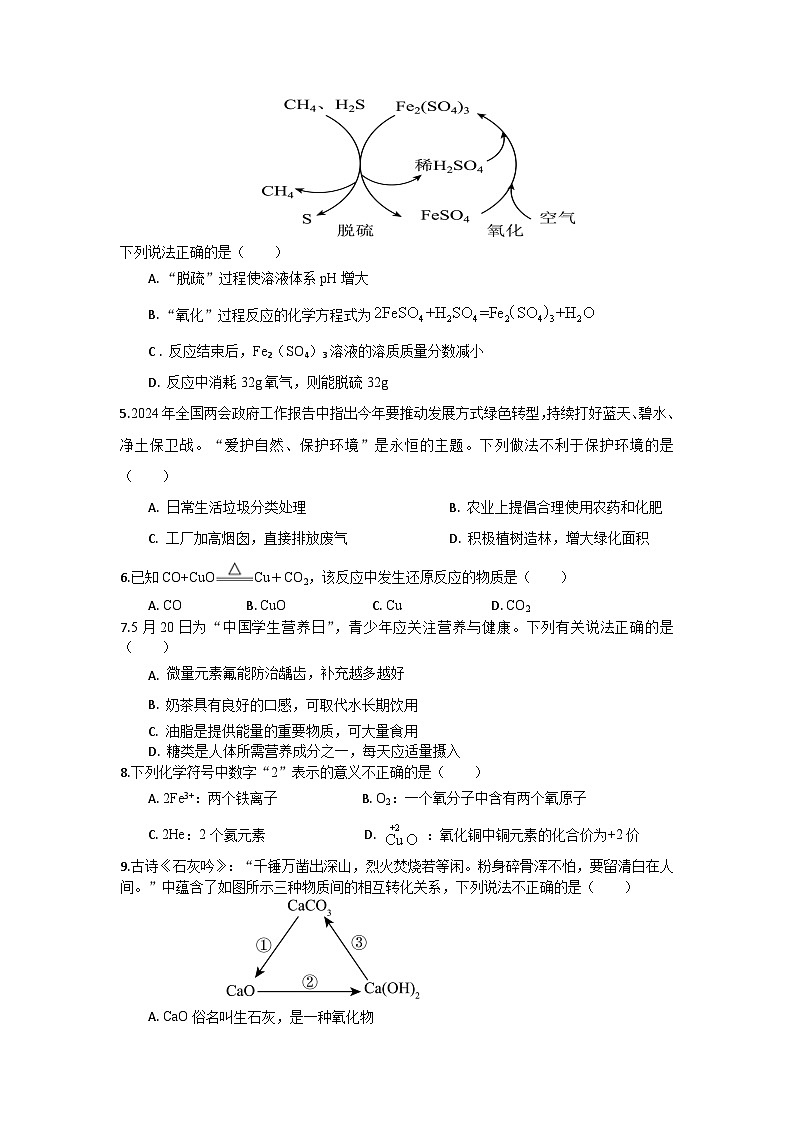 海南省海口市海南师范大学附属中学2023-2024学年九年级下学期期中考试化学试题A卷02