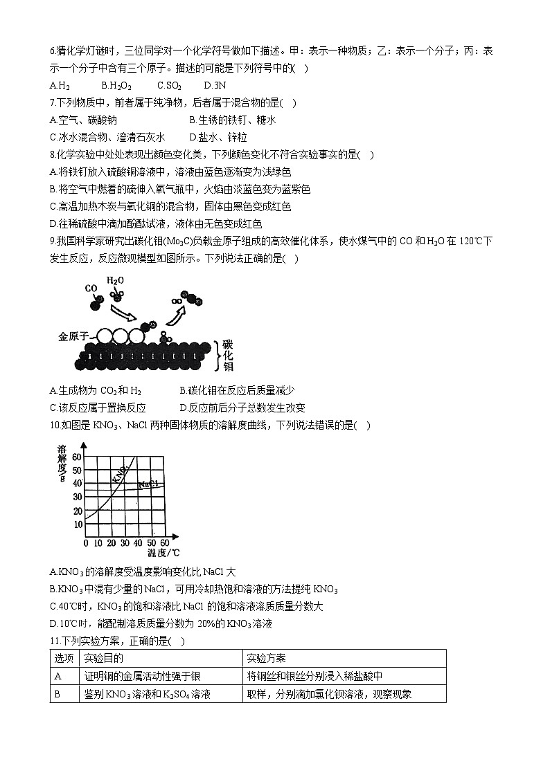 2024年湖北省荆楚初中联盟中考一模化学试卷02
