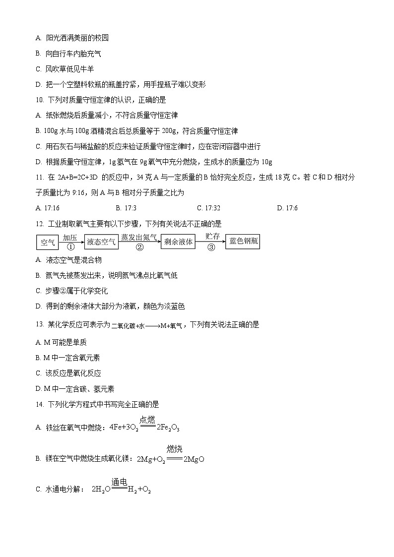 山东省东营市胜利第一初级中学2023-2024学年八年级下学期期中考试化学试题(原卷版)第3页