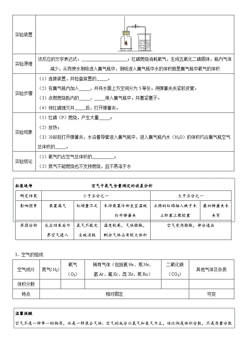 化学人教版九上精创导学案:2.1.1 空气是由什么组成的(学生版)第2页