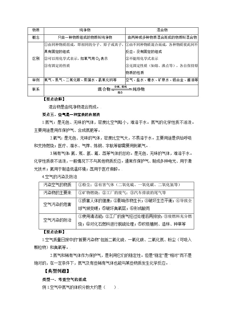 化学人教版九上要点突破学案:2.1  空气第3页
