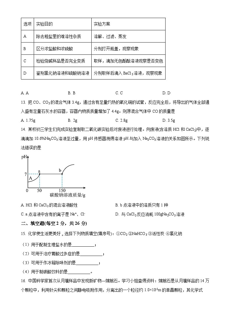 2024年海南省琼海市嘉积中学中考模拟(四)化学试题(原卷版)第3页
