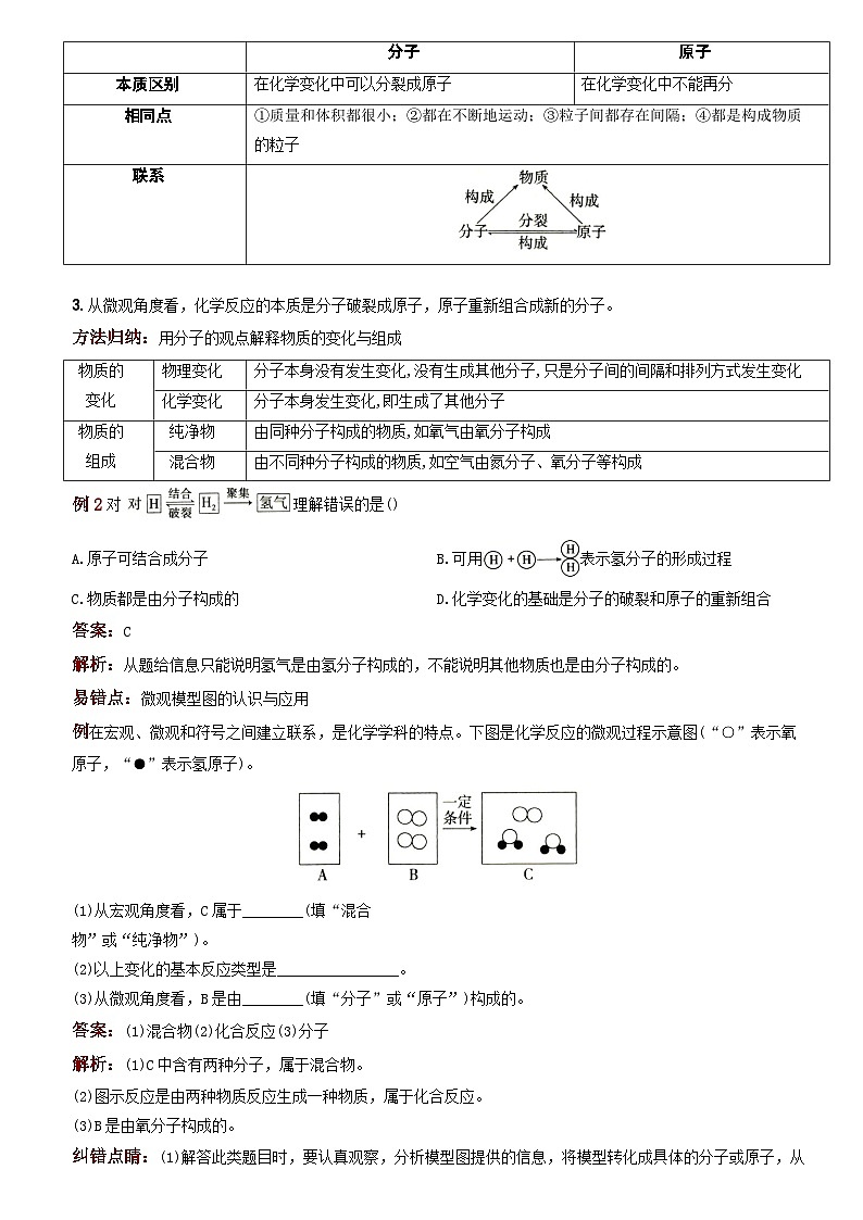 化学人教九上分层优化测试:第三单元课题1 分子和原子第2页