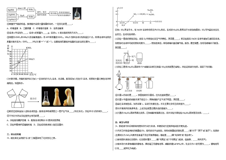 2024年江苏省扬州市树人学校中考二模化学试题第3页