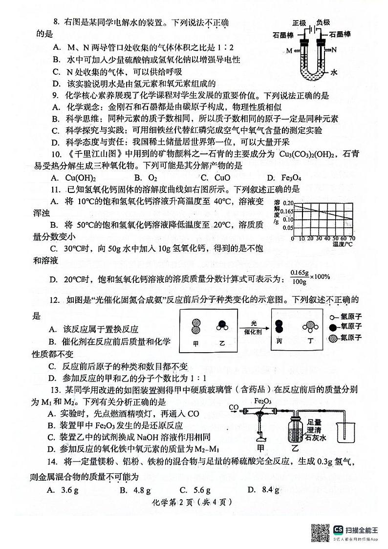 2024年河南省洛阳市中考一模化学试题第2页