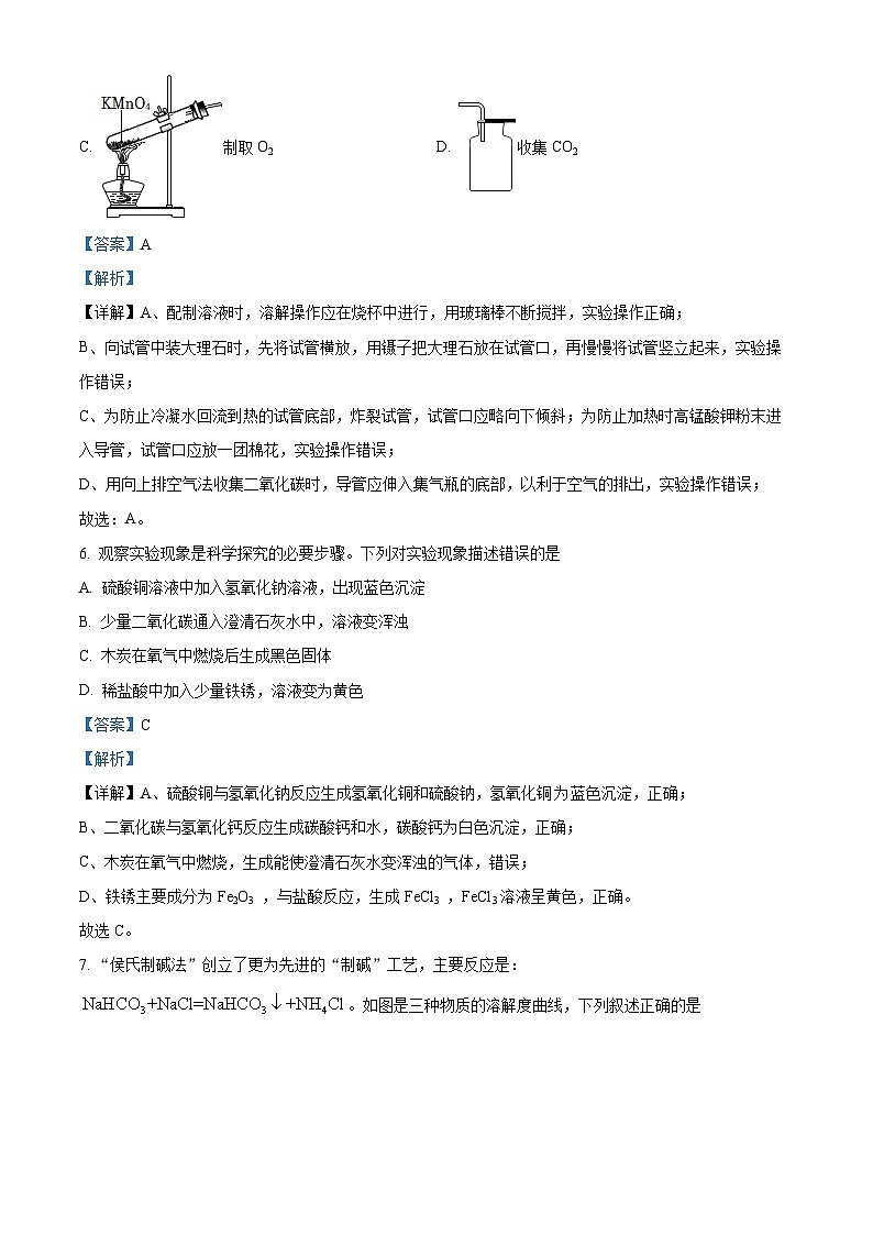 2024年江苏省宿迁市沭阳县沭河初级中学中考二模化学试题(解析版)第3页