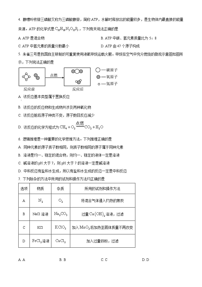 2024年四川省广元市剑阁县中考第一次诊断性监测化学试卷(原卷版)第2页