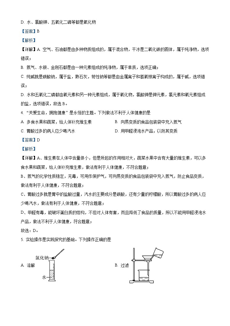 2024年四川省广安市邻水县中考学业水平监测模拟试卷化学试题(原卷版+解析版)02