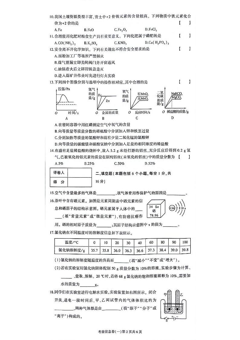 2024年河南省信阳市潢川县中考二模化学试题第2页