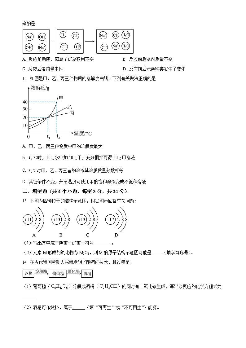 2024年四川省内江市威远县凤翔中学中考二模考试化学试题(原卷版)第3页