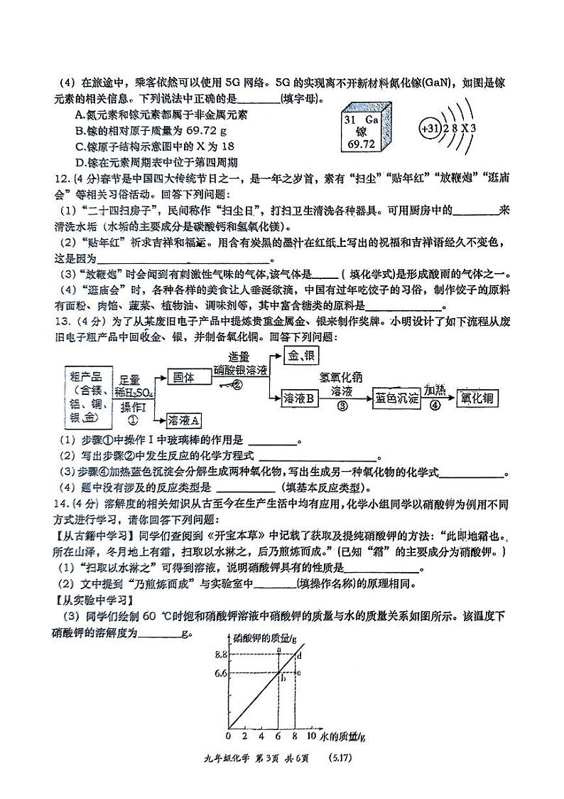 2024年陕西省西安市高新第一中学中考模拟测试化学试题03