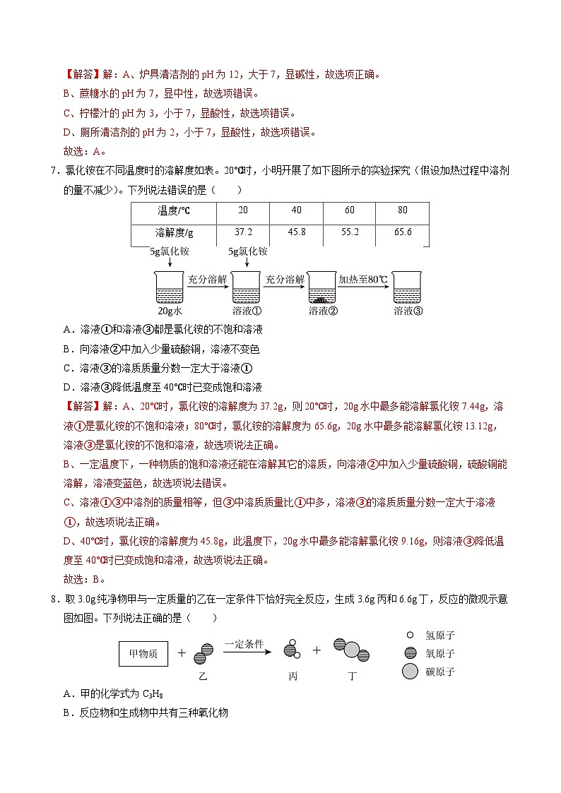 化学(成都卷)-2024年中考第三次模拟考试(含答题卡及答案解析)03