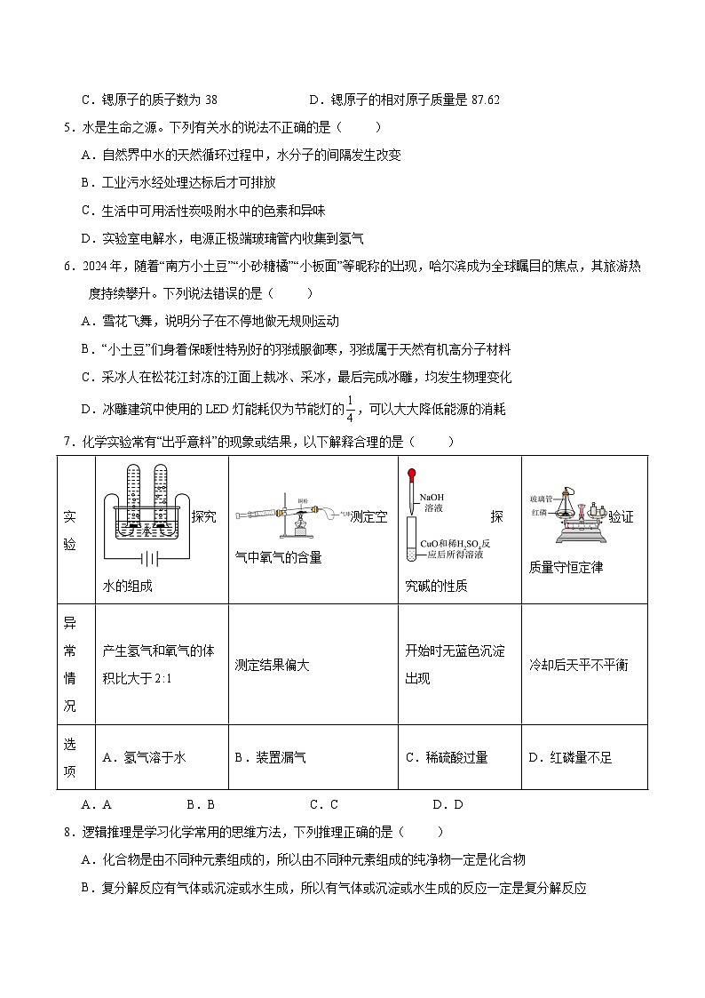 2024年中考第三次模拟考试题:化学(兰州卷)(考试版)02
