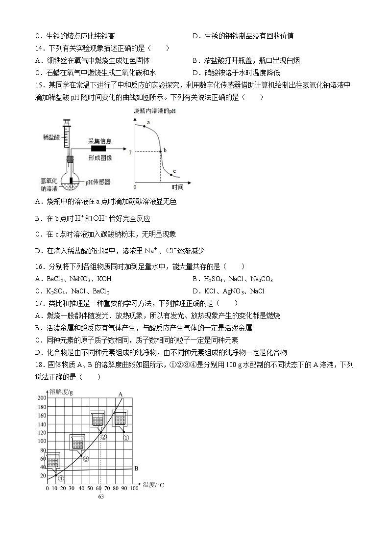 2024 年广西初中学业水平模拟测试(三)化学第3页