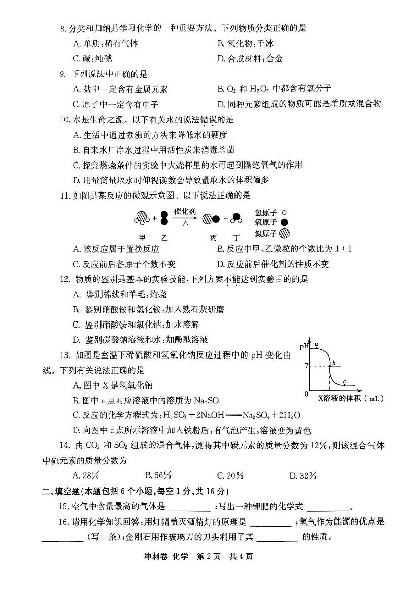 2024河南省信阳市浉河区二模化学试卷第2页