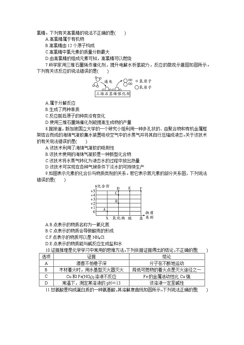 2024年安徽省中考模拟化学试卷(一)02