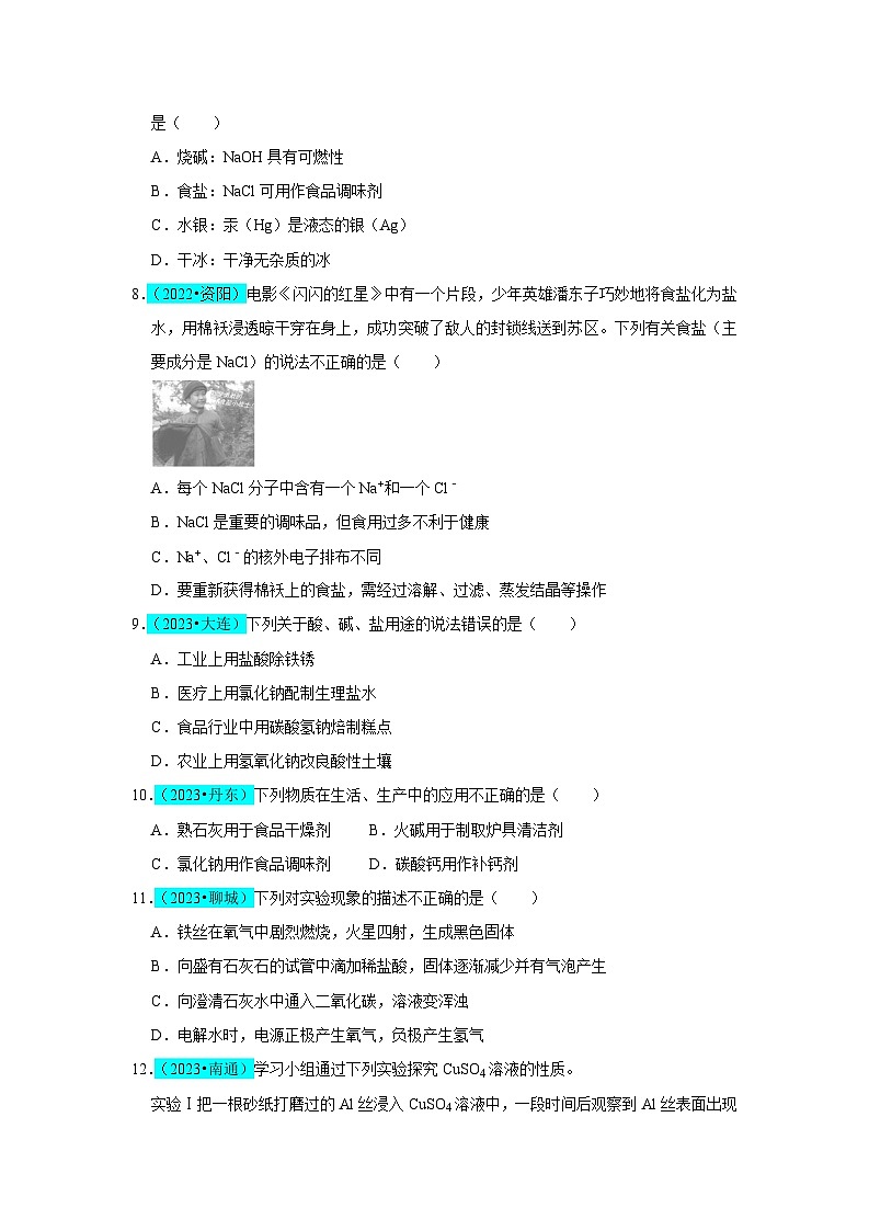 2024年人教版化学九年级下册第11单元 盐 化肥(B卷 真题通关卷)(原卷版+解析版)02