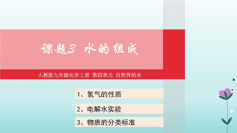 化学人教版九年级上册导学课件:4.3水的组成第1页
