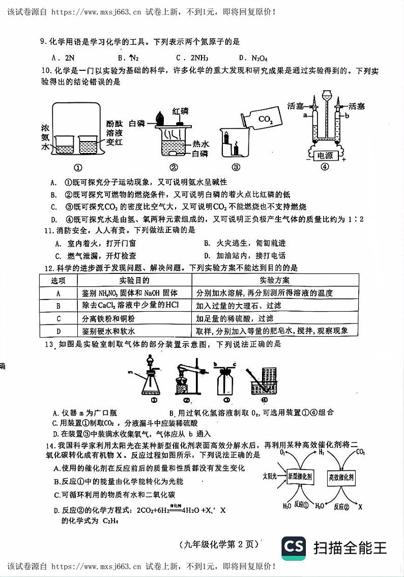 01,2024年海南省省直辖县级行政单位临高县中考二模化学试题02